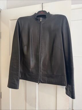 Danier Black Smooth Leather Zip Jacket